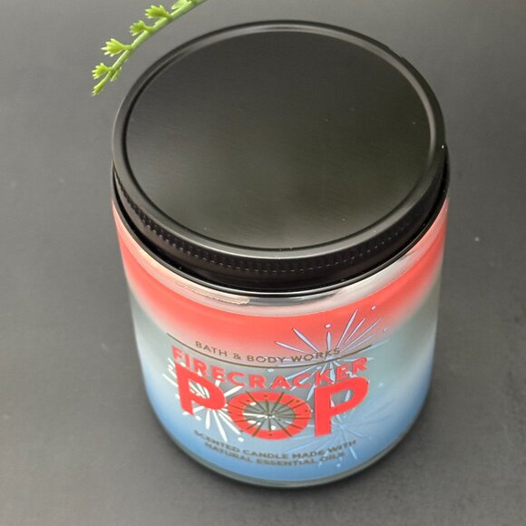 BBW Firecracker Pop Bath & Body Works Mason Jar Single Wick Candle - Picture 4 of 10